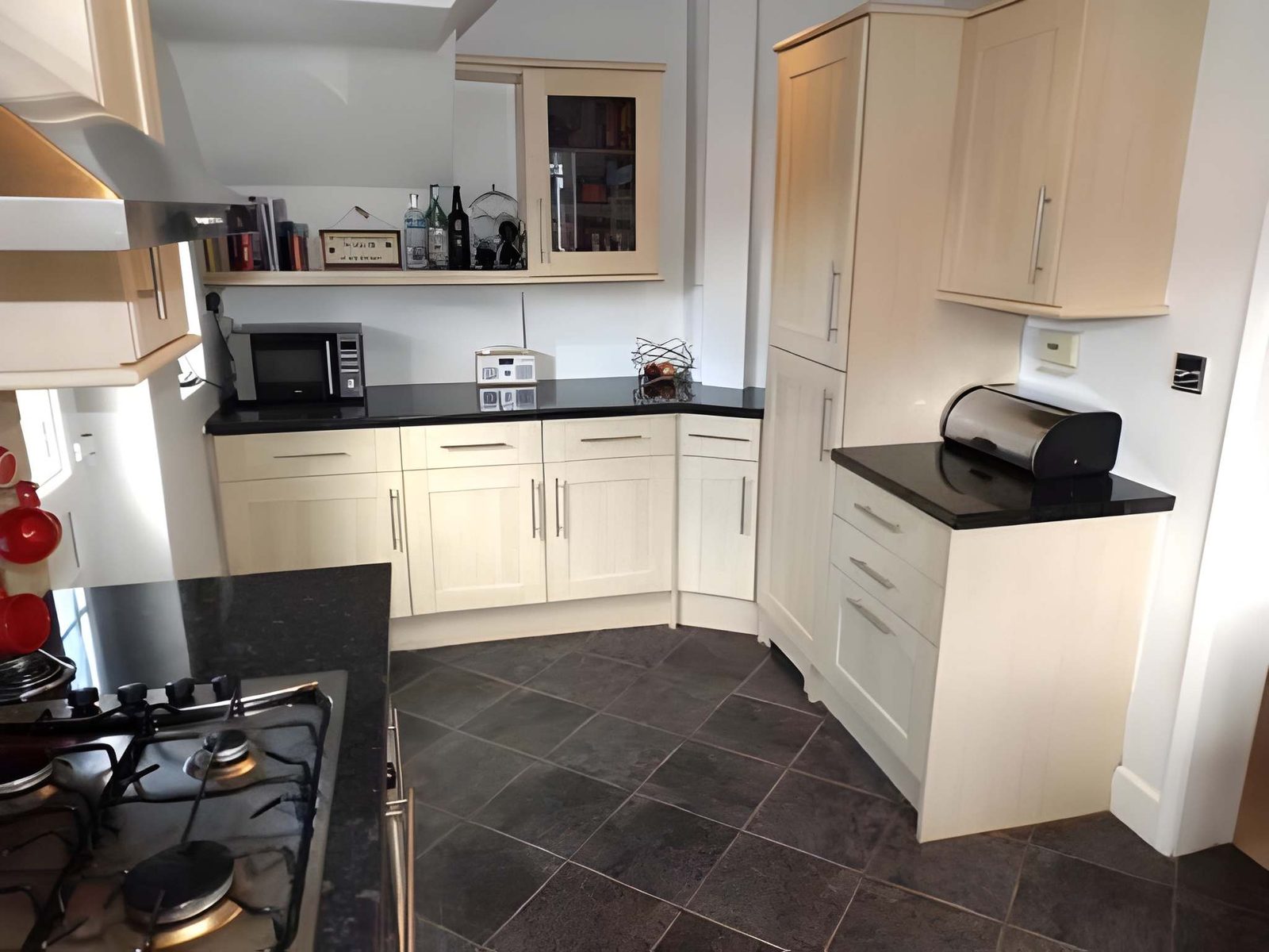 Kitchen units, tall cupboards and worktops